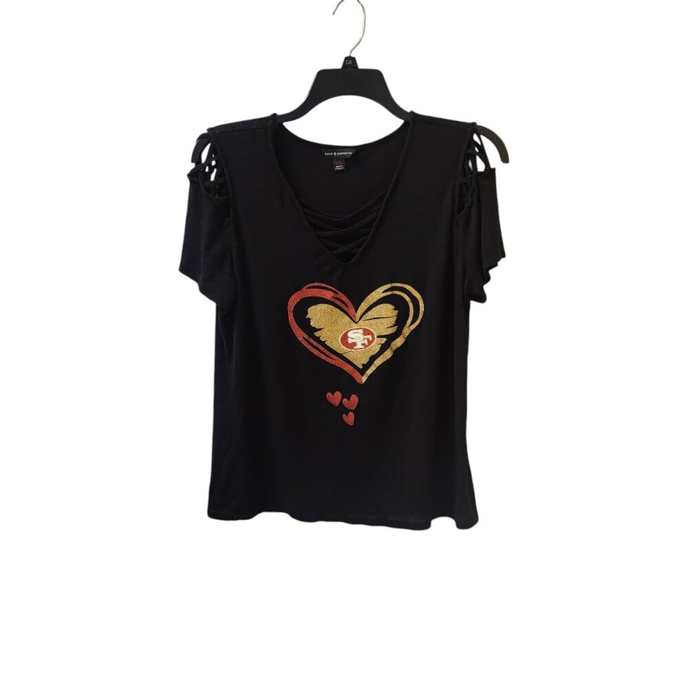 Rock & Republic Black Red Gold Sexy San Francisco 49rs Top Women's XXL 2X